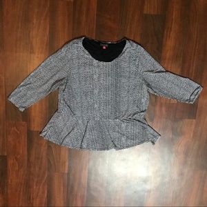 Plus Size Black with white polka dot peplum top